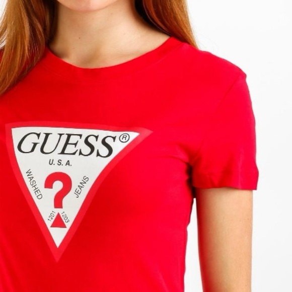 Guess Red Logo T-Shirt, Size S - Picture 1 of 3